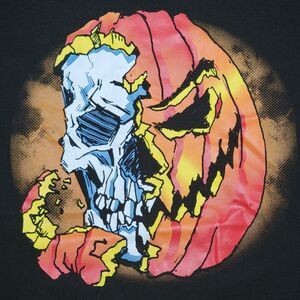 Celebrate Halloween SS Black Youth Unisex Tee Pumpkin Skull - Size Large (10/12)